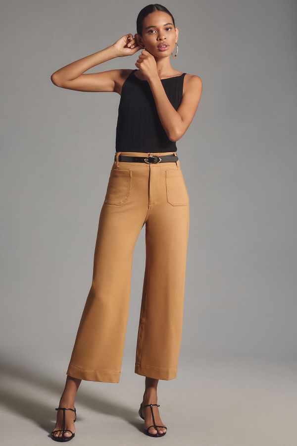 Slide View: 1: The Colette Cropped Wide-Leg Pants by Maeve: Ponte Edition