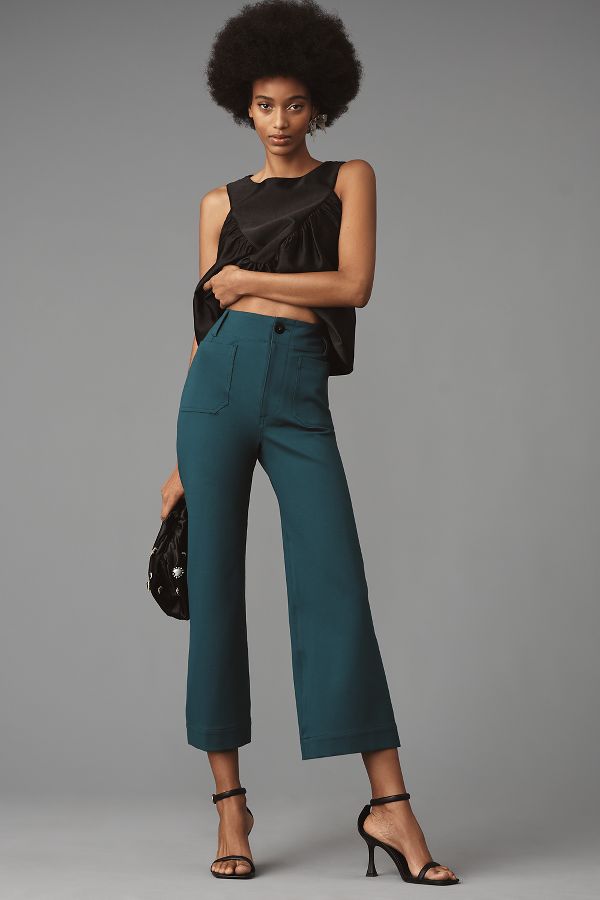 Slide View: 1: The Colette Cropped Wide-Leg Pants by Maeve: Ponte Edition