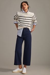 Slide View: 1: The Colette Cropped Wide-Leg Pants by Maeve: Ponte Edition