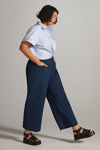 Slide View: 7: The Colette Cropped Wide-Leg Pants by Maeve: Ponte Edition