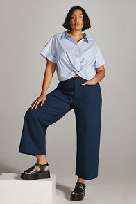 Slide View: 5: The Colette Cropped Wide-Leg Pants by Maeve: Ponte Edition