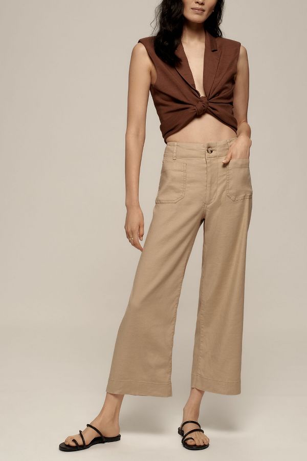 Slide View: 2: The Colette Cropped Wide-Leg Pants by Maeve: Linen Edition