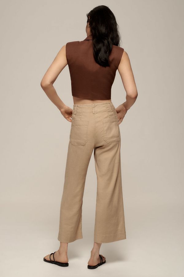 Slide View: 3: The Colette Cropped Wide-Leg Pants by Maeve: Linen Edition