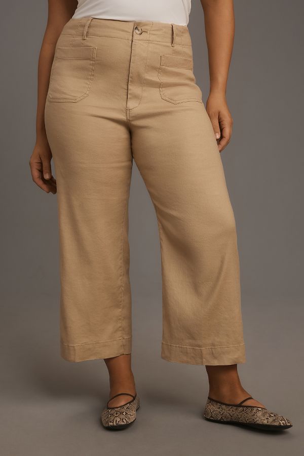 Slide View: 6: The Colette Cropped Wide-Leg Pants by Maeve: Linen Edition