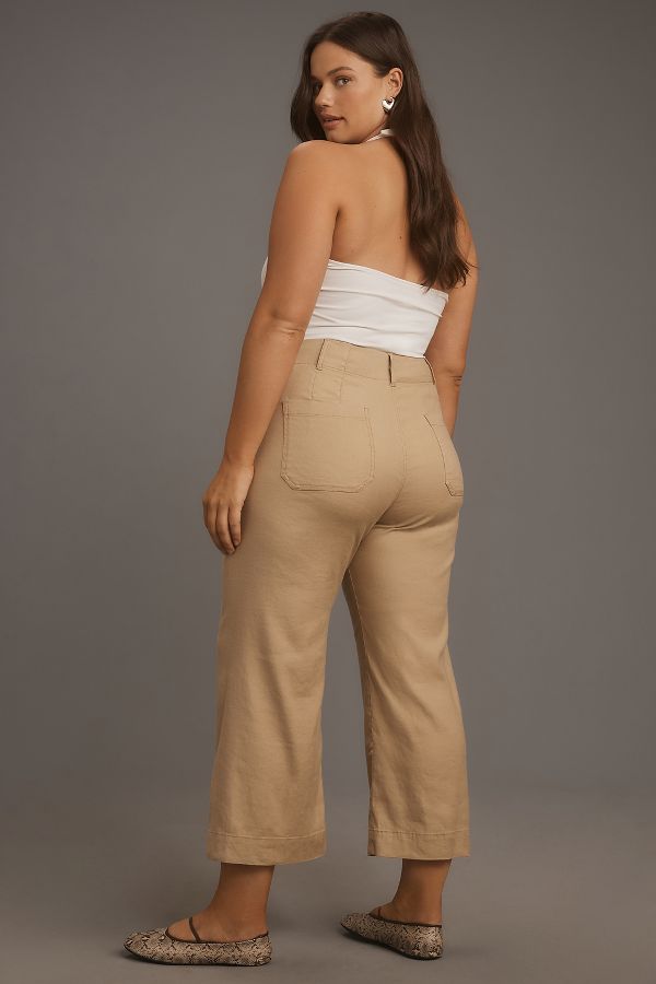 Slide View: 7: The Colette Cropped Wide-Leg Pants by Maeve: Linen Edition