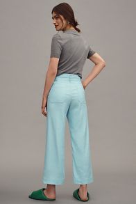 Slide View: 3: The Colette Cropped Wide-Leg Pants by Maeve: Linen Edition