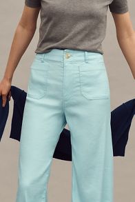 Slide View: 4: The Colette Cropped Wide-Leg Pants by Maeve: Linen Edition