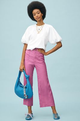 The Colette Cropped Wide-Leg Pants by Maeve: Linen Edition