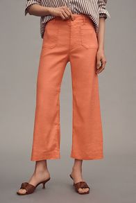 Slide View: 3: The Colette Cropped Wide-Leg Trousers by Maeve: Linen Edition