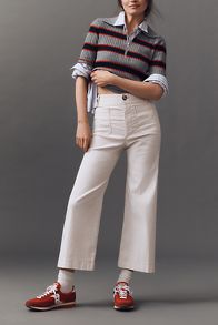 Slide View: 2: The Colette Cropped Wide-Leg Pants by Maeve: Contrast-Stitch Edition