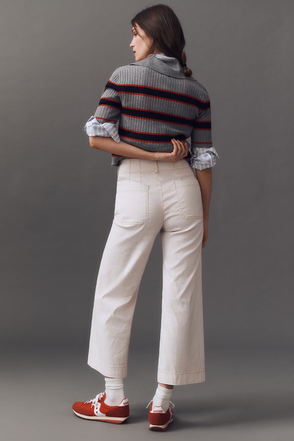 Slide View: 3: The Colette Cropped Wide-Leg Pants by Maeve: Contrast-Stitch Edition