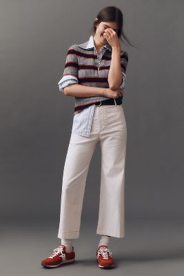 The Colette Cropped Wide-Leg Pants by Maeve: Contrast-Stitch Edition