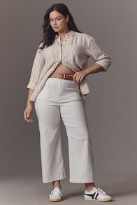 Slide View: 4: The Colette Cropped Wide-Leg Pants by Maeve: Contrast-Stitch Edition