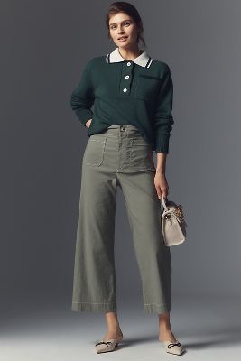 The Colette Cropped Wide-Leg Pants by Maeve: Contrast-Stitch Edition