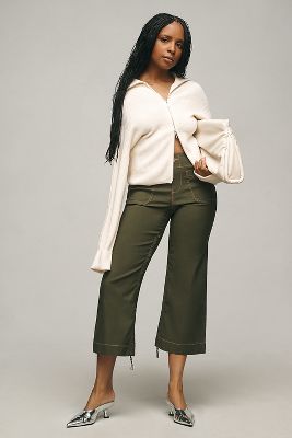 The Colette Cropped Wide-Leg Pants by Maeve: Contrast-Stitch Edition