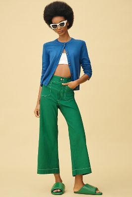 The Colette Cropped Wide-Leg Pants by Maeve: Contrast-Stitch Edition