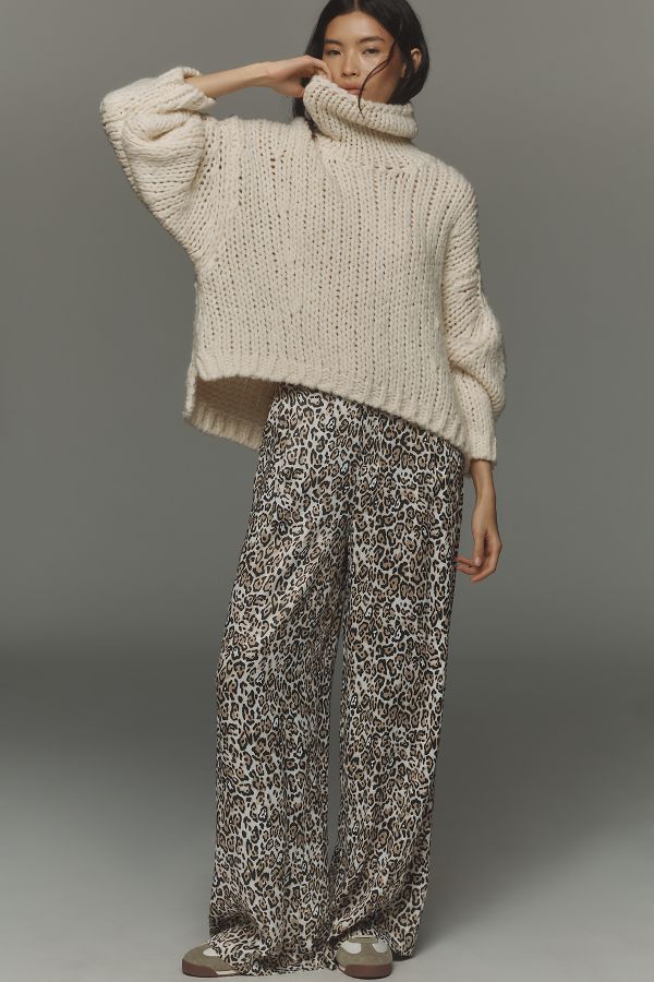 Slide View: 1: Maeve Printed Pull-On Pants