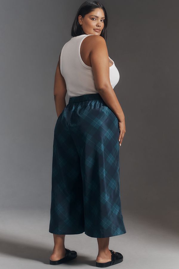 Slide View: 8: Maeve Taffeta Printed Cropped Wide-Leg Pants