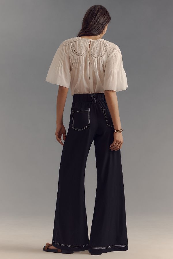 Slide View: 3: Mare Mare Contrast Wide-Leg Pants