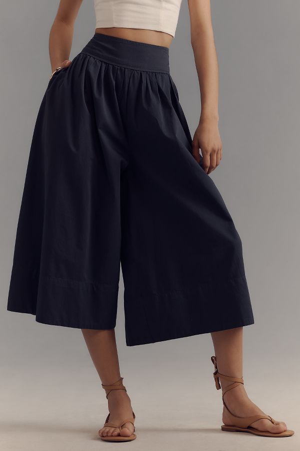 Slide View: 3: Maeve Wide-Leg Poplin Culottes