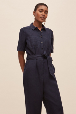 anthropologie linen jumpsuit