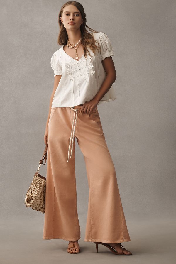 Slide View: 1: The Adi Mid-Rise Relaxed Flare Pants by Pilcro: Pull-On Edition