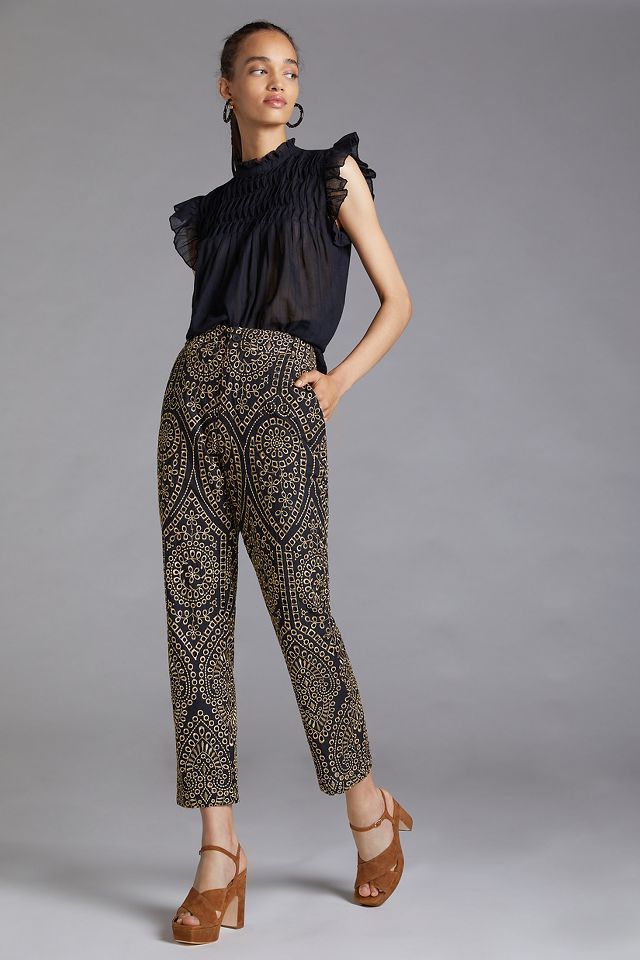 Tapered Eyelet Pants Anthropologie 7981