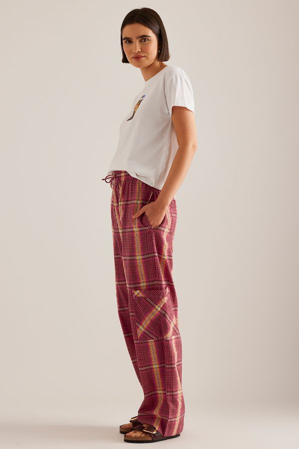 Slide View: 2: Damson Madder Harrison Check Straight-Leg Trousers