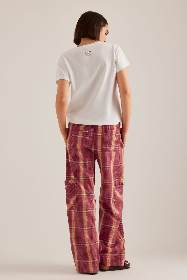 Slide View: 5: Damson Madder Harrison Check Straight-Leg Trousers