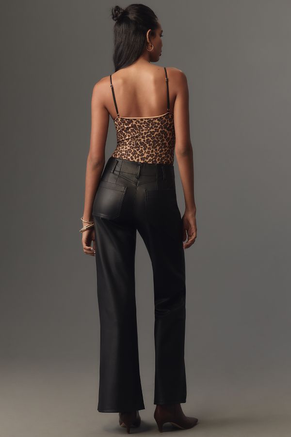 Slide View: 3: The Junie High-Rise Flare Pants by Maeve: Faux-Leather Edition