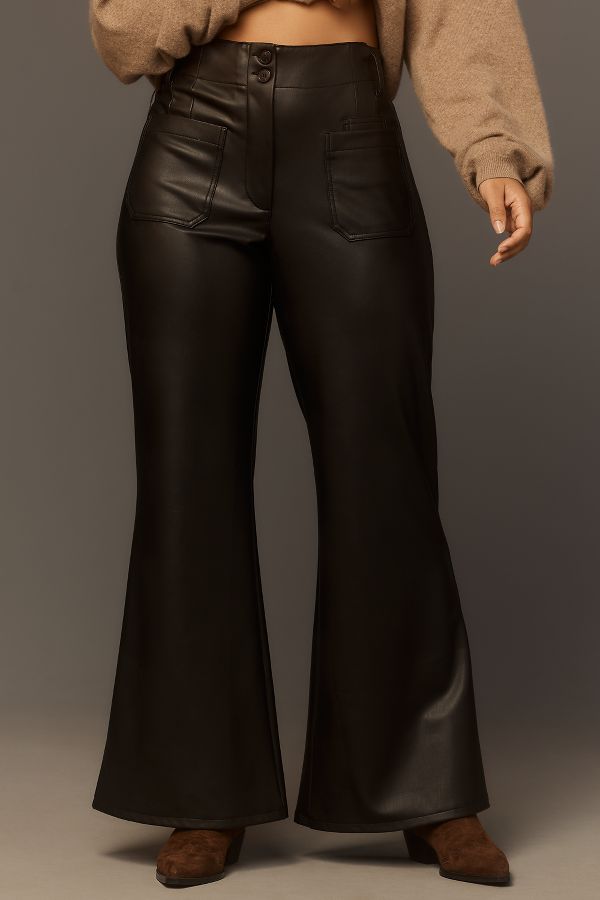 Slide View: 6: The Junie High-Rise Flare Pants by Maeve: Faux-Leather Edition