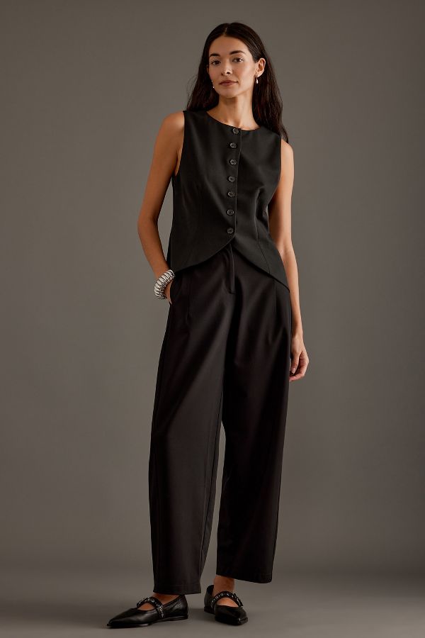 Slide View: 1: By Anthropologie Aiden Barrel Trousers