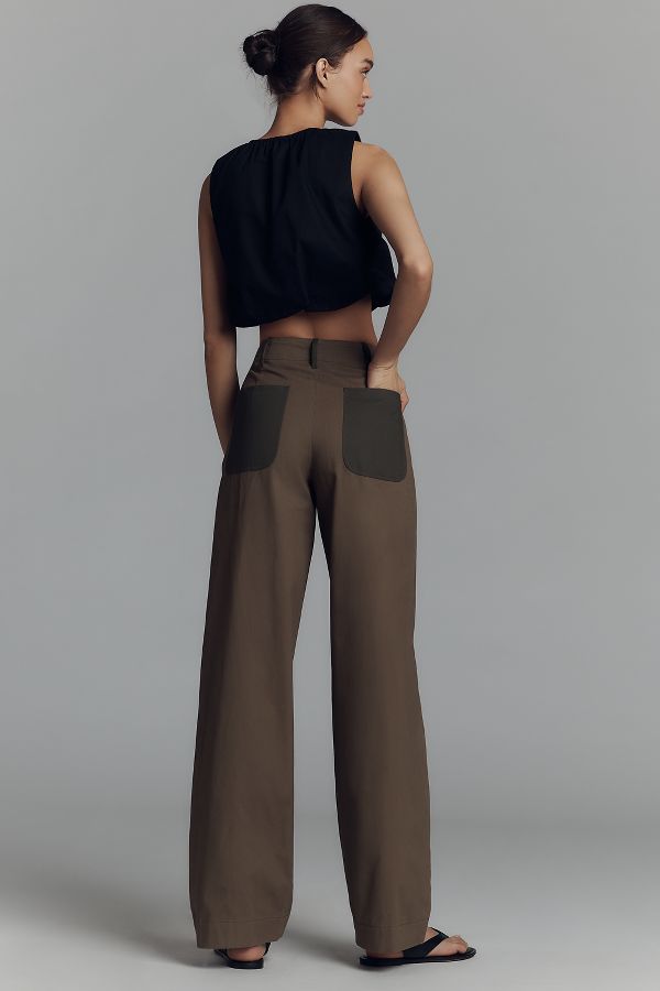 Slide View: 3: rag & bone Banks Mid-Rise Wide-Leg Full-Length Pants