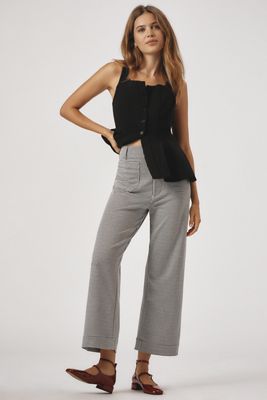 The Colette Houndstooth Crop Wide-Leg Pants by Maeve