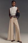 Thumbnail View 1: The Adi Mid-Rise Frayed Relaxed Flare Pants by Pilcro: Linen Edition