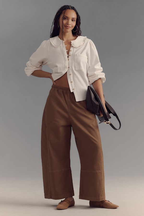 Slide View: 5: The Izzie Relaxed Pull-On Barrel Pants by Pilcro