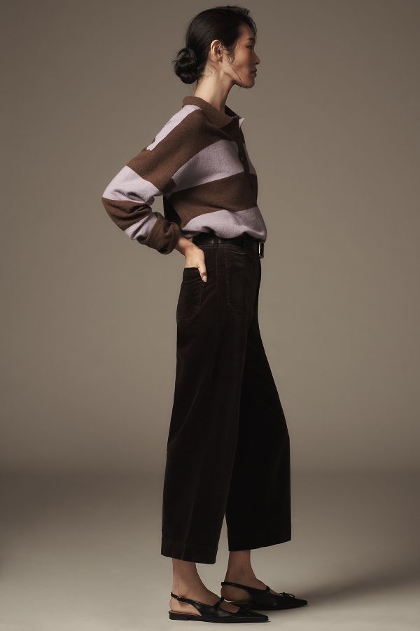 Slide View: 2: The Colette Cropped Wide-Leg Pants by Maeve: Corduroy Edition