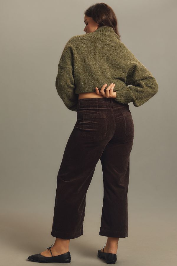 Slide View: 7: The Colette Cropped Wide-Leg Pants by Maeve: Corduroy Edition