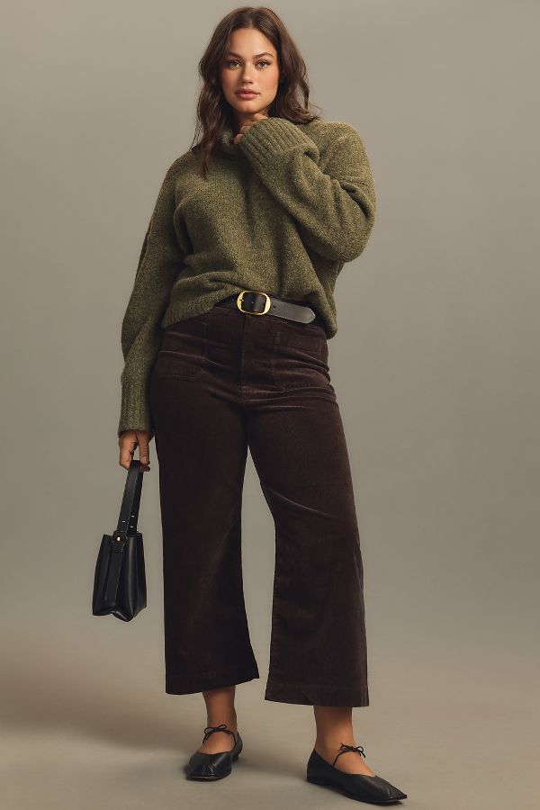 Slide View: 5: The Colette Cropped Wide-Leg Pants by Maeve: Corduroy Edition