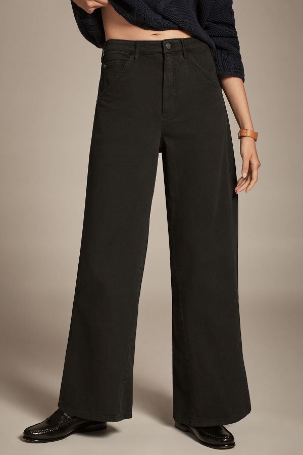 Slide View: 2: Pilcro Relaxed Elastic-Back Wide-Leg Pants