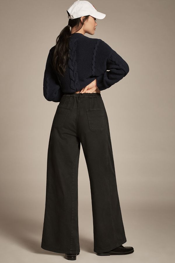 Slide View: 3: Pilcro Relaxed Elastic-Back Wide-Leg Pants