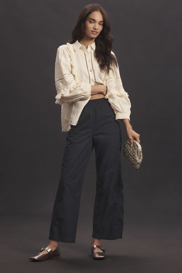 Slide View: 1: The Izzie Relaxed Pull-On Barrel Pants by Pilcro: Poplin Edition