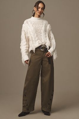 Maeve Tailored Button Barrel Pants