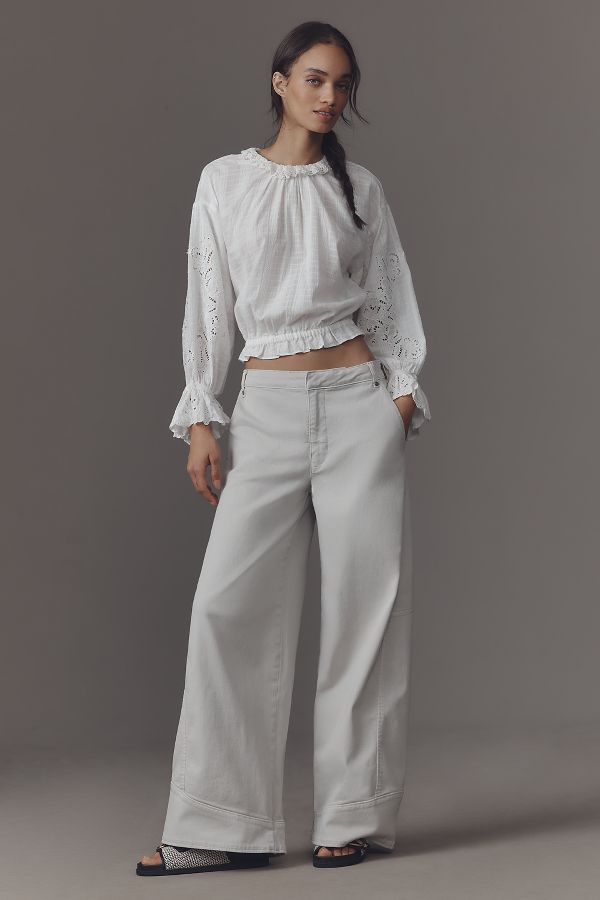 Slide View: 1: Pilcro Mid-Rise Curve Wide-Leg Pants