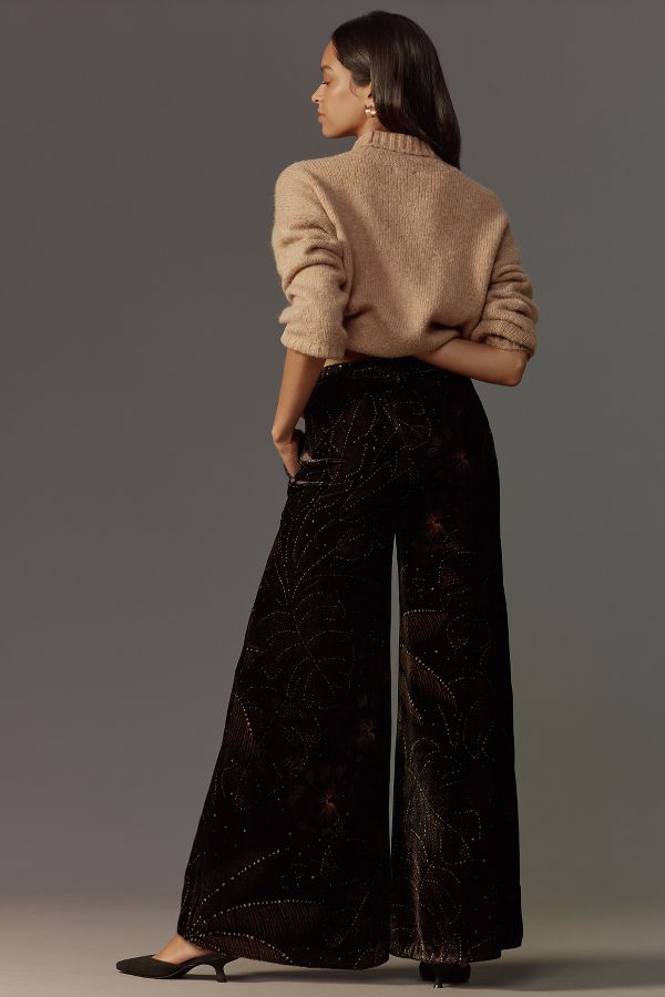 Slide View: 3: Farm Rio x Anthropologie Printed Velvet Pants