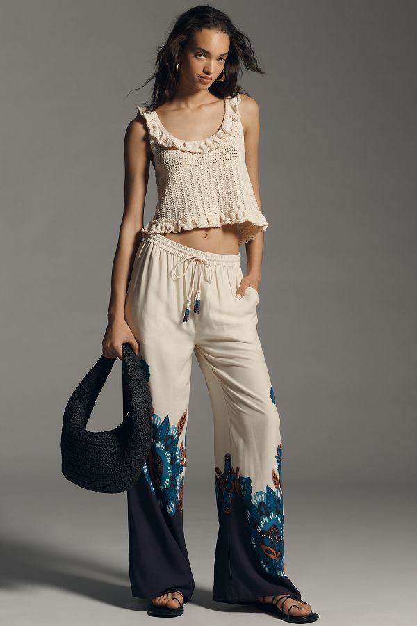 Slide View: 1: Farm Rio x Anthropologie Printed Pull-On Pants