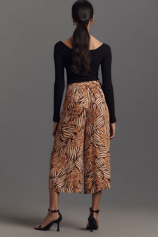 Slide View: 3: Farm Rio x Anthropologie Printed Satin Culotte Pants