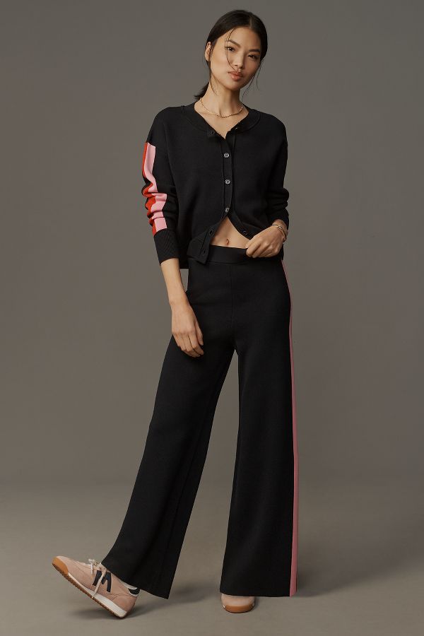 Slide View: 1: Maeve Side-Stripe Knit Track Pants