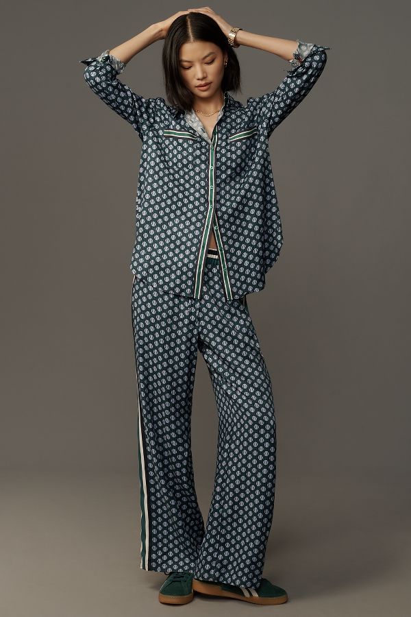 Slide View: 1: Maeve Packable Tennis-Print Pull-On Trousers