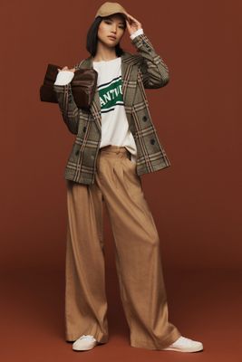 The Avery Linen Pleated Wide-Leg Trousers by Maeve